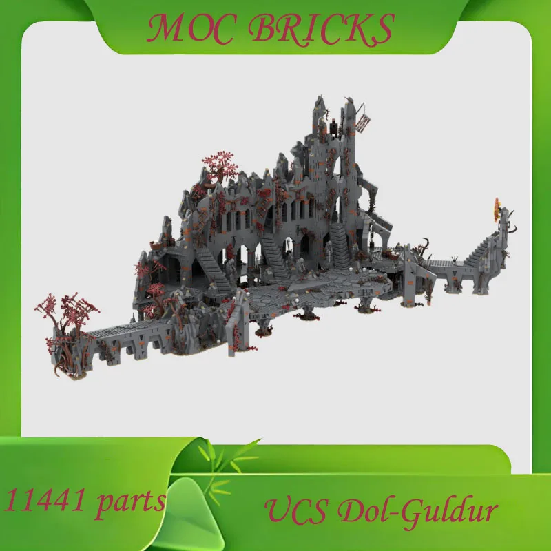 Personalizado 11441 peças vista de rua ucs dol-guldur castelo medieval modelo moc técnico diy montagem arquitetura brinquedo presentes do feriado