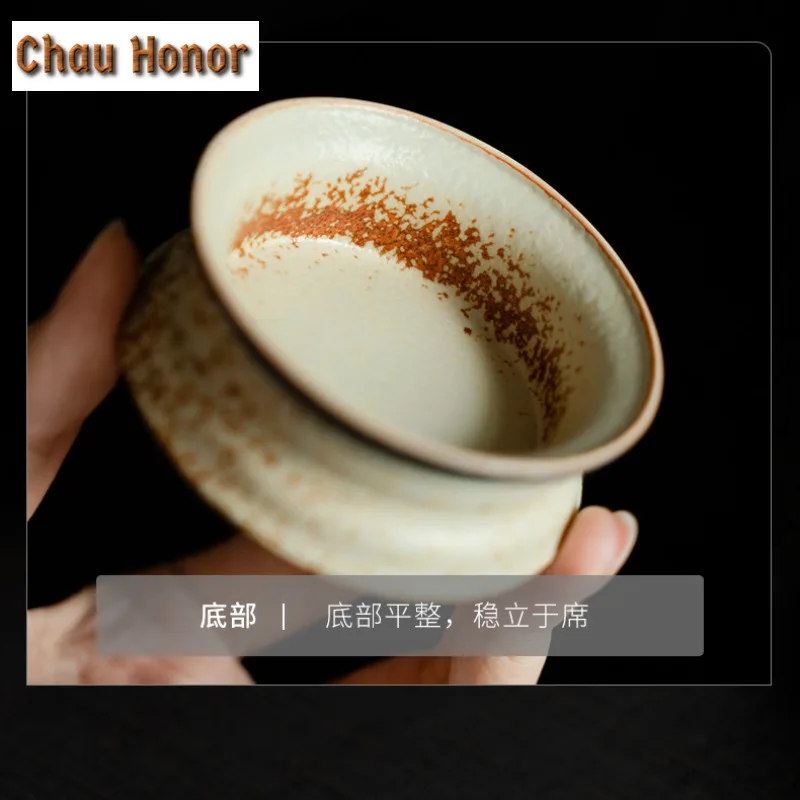 Blue And White Flint Red Teapot Cover Holder Handmade Gold Drawing Peony Flower Cover Frame Zisha Pot Lid Shelf Teaware Craft - view 6