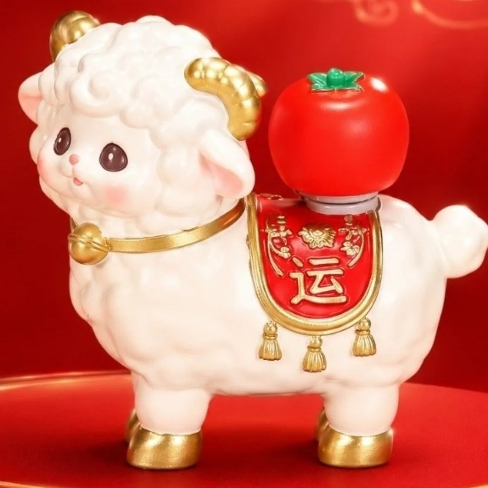 Rotating Goat Figurine Desktop Decoration Feng Shui Auspicious Sheep Ornament Chinese Style Cute Zodiac Goat Ornament