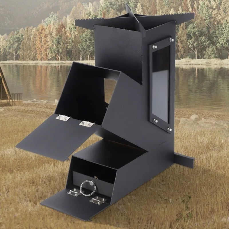 Outdoor Camping Stove Stainless Steel Barbecue Portable Picnic Heating Simple Rocket Stove Keep Warm Travel Nature Hike Stoves