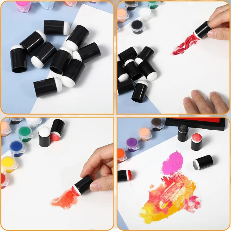 30 Pcs Paint Finger Sponge Daubers,Finger Face Drawing Foam Brush Paint Tools for Stamping,Ink,Crafts,Card Making