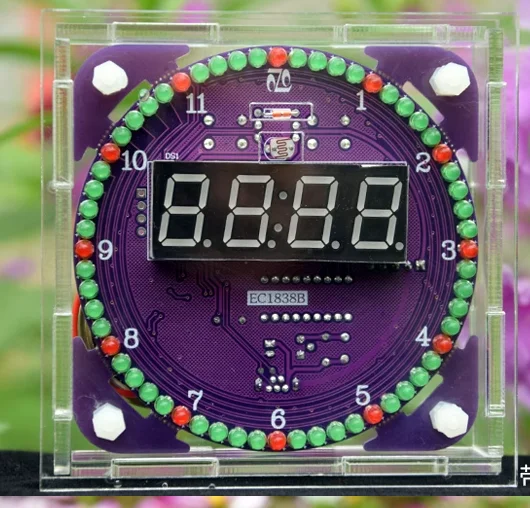 Obrotowy DS1302 cyfrowy Alarm moduł wyświetlacza LED elektroniczny zegar cyfrowy wyświetlacz temperatury LED DIY zestaw płytka edukacyjna 5V