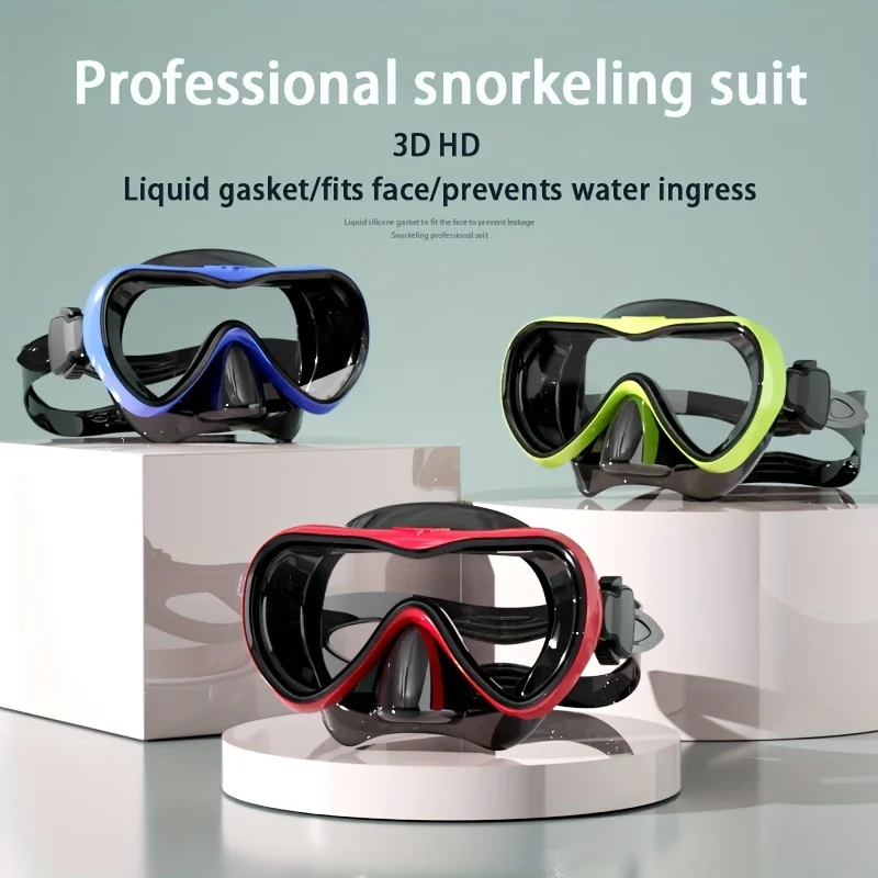 180 ° large frame silicone diving mirror, adult swimming snorkeling mask, diving waterproof and anti fog tempered glass lens