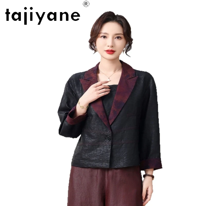 

TAJIYANE 100% шелковая блузка из тутового шелкопряда для женщин, короткий костюмный жакет Xiangyun Sha, высококачественные весенние рубашки, новая женская одежда 2026 года