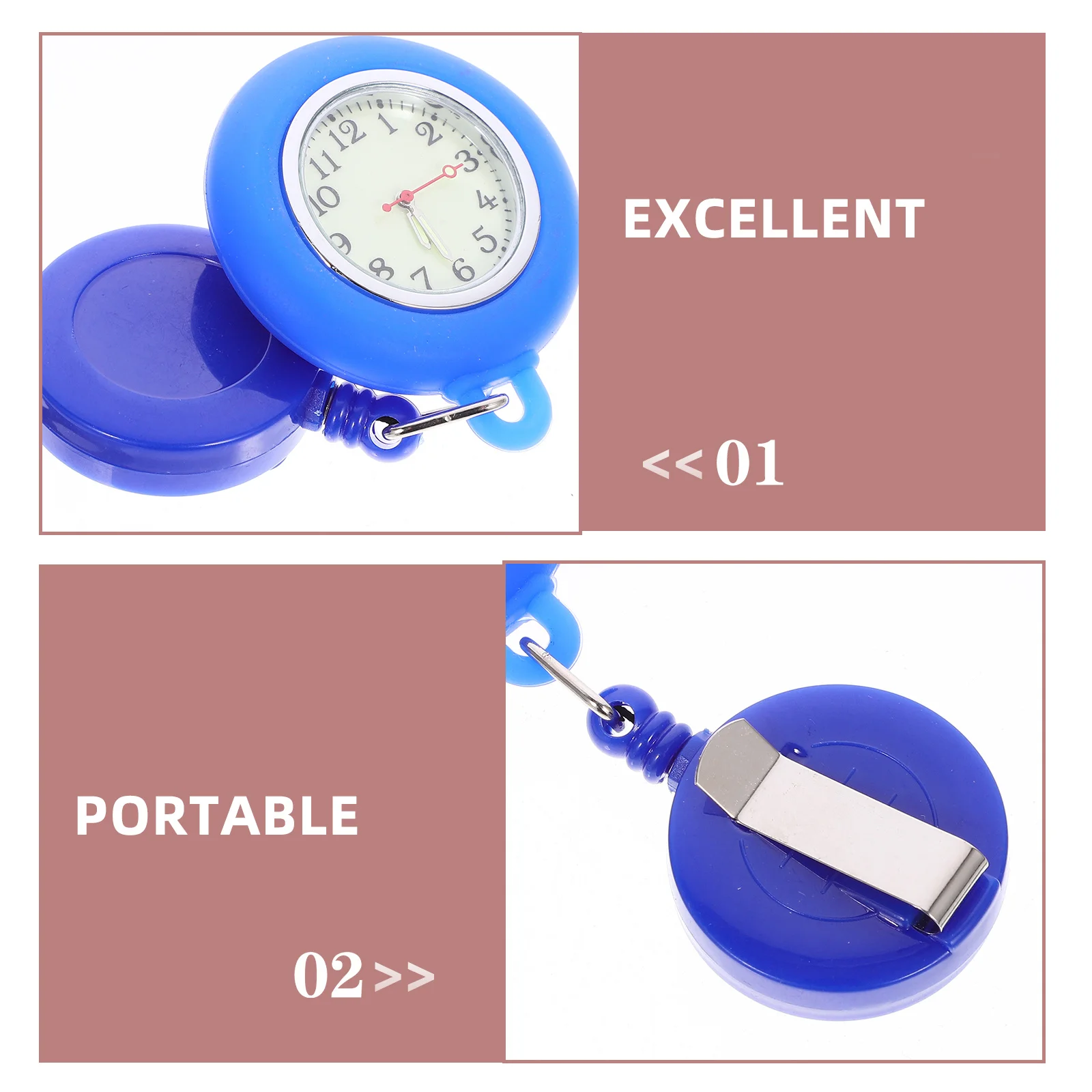 3Pcs Silicone Nurse Pocket Watch Stretchable Round Doctor Watch Portable Medical Timepiece for Men Women Nurses Unisex Gift