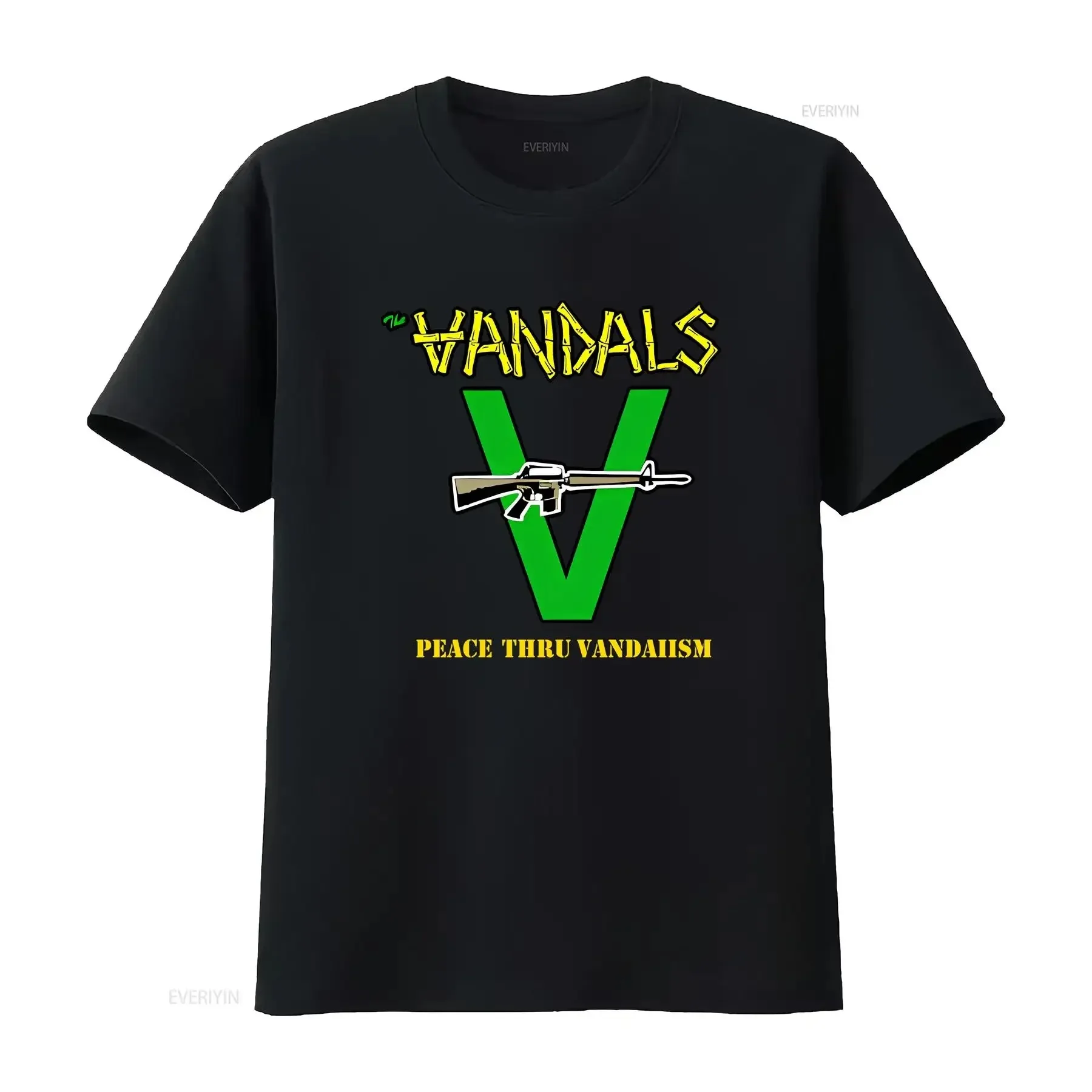 

The Vandals Punk Rock Band Music Men's T shirt Black White vintage Washed Breathable Slightly Unisex Casual