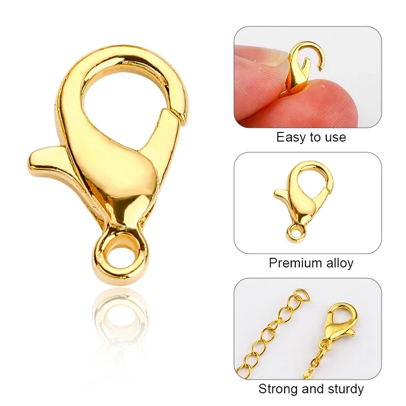 300pcs/Box Gold Silver Lobster Clasp Open Jump Rings for DIY Jewelry Making Handmade Bracelet Necklace Findings