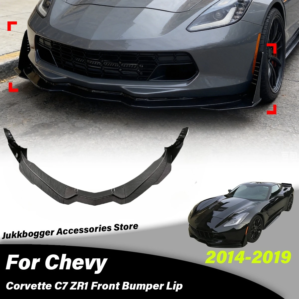 

Для Chevrolet Corvette C7 ZR1 2014-2019: Декоративная накладка-спойлер на передний бампер автомобиля