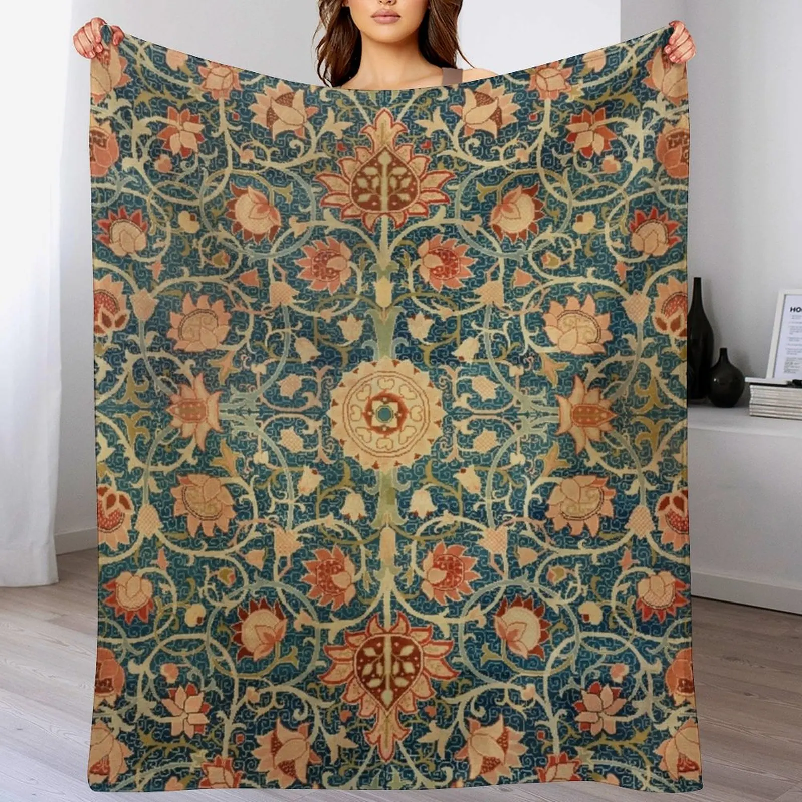 

Holland Park William Morris Carpet Print Throw Blanket Quilt Beach Blankets