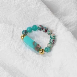 Bohemian Handmade Natural Stone Ring Healing Freshwater Pearl Rings Women Stretch Rope Wedding Ring Adjustable Jewelry Gift Bulk