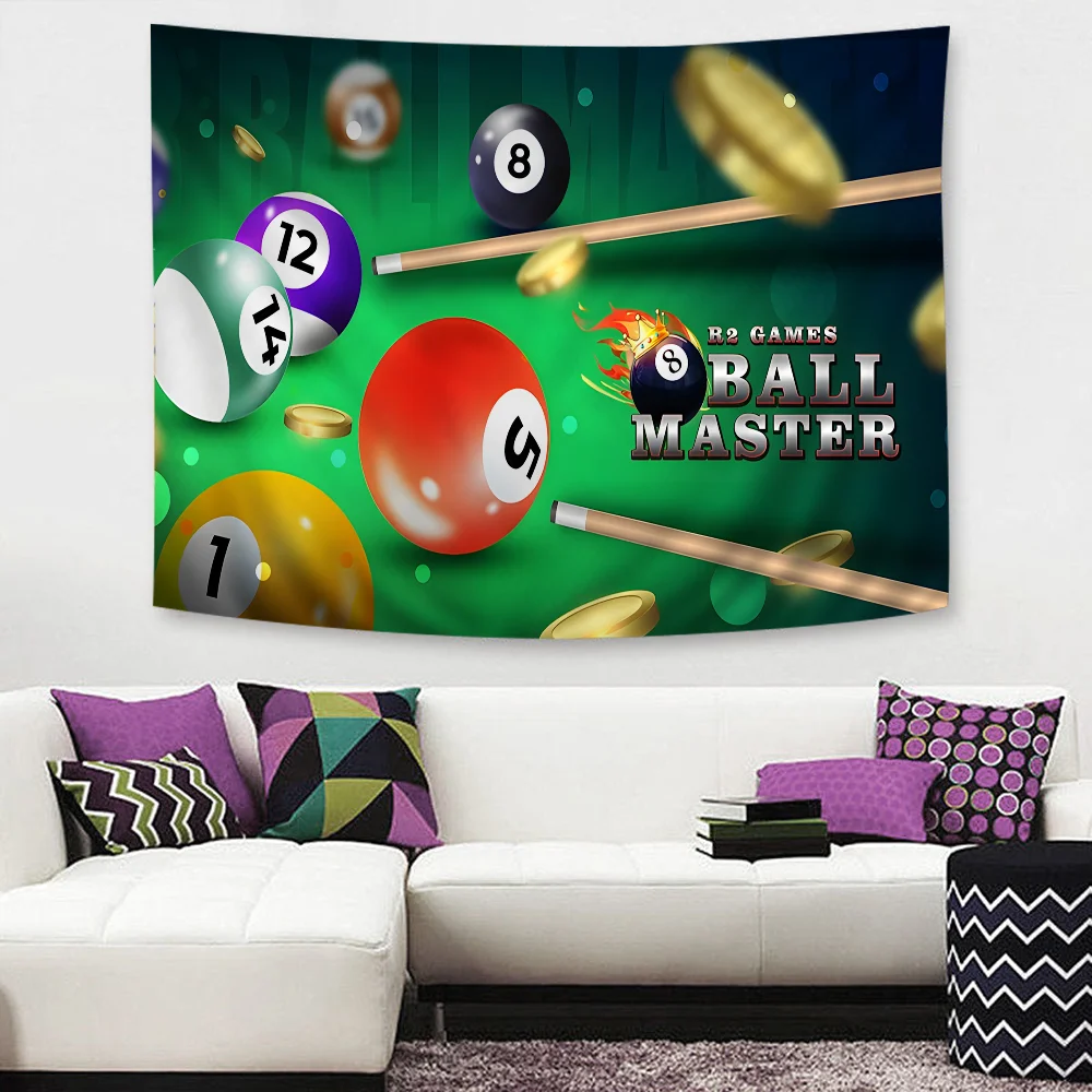 Billard Gaming Black Pool Ball 8, Hippie-Wandbehang, Wandteppiche, Kunst, Science-Fiction-Raum, Heimdekoration, Kawaii-Raumdekoration