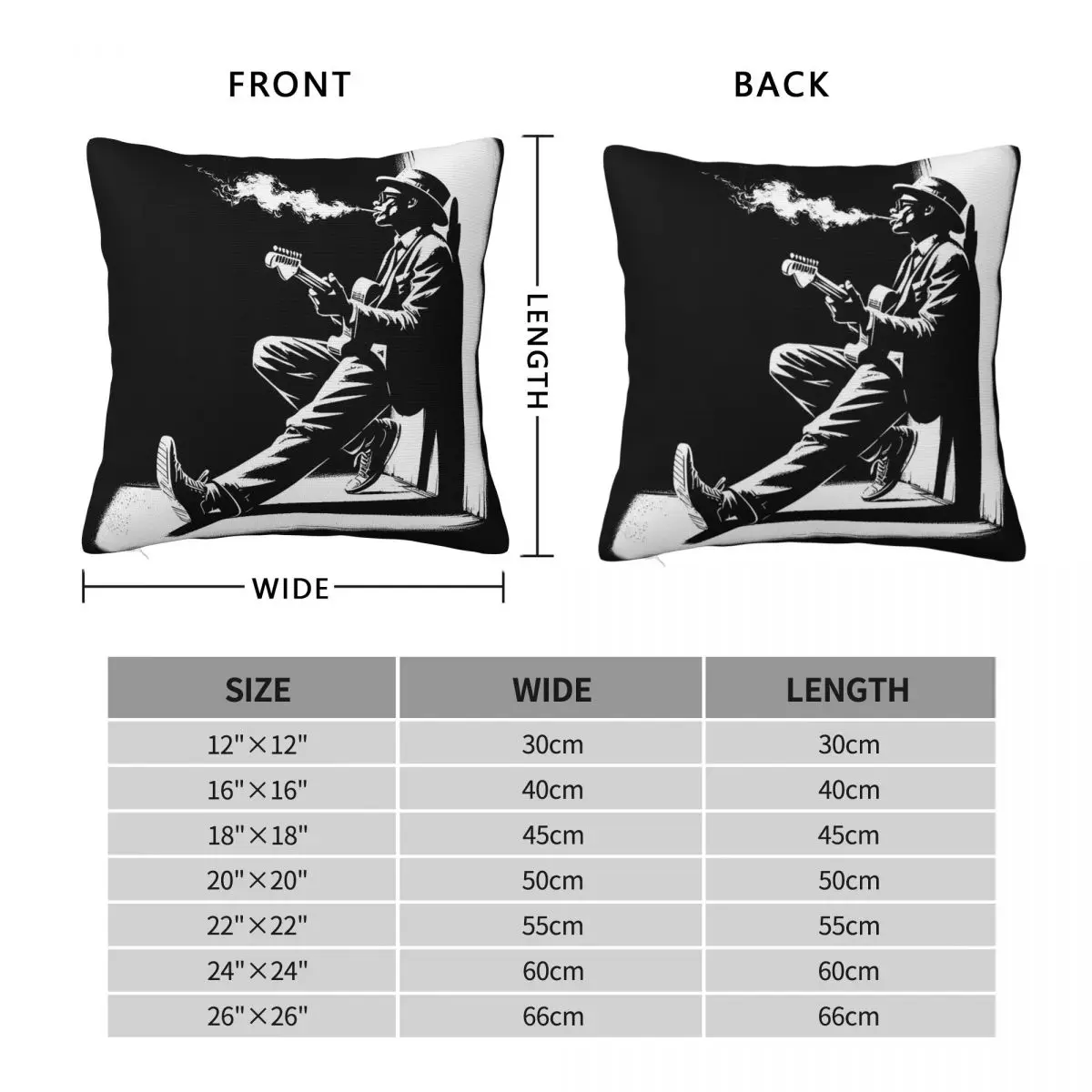 Delta Blues Playing Guitar Pillowcase Polyester Linen Velvet Pattern Decorative Throw Pillow Case Room Cushion Cover Wholesale