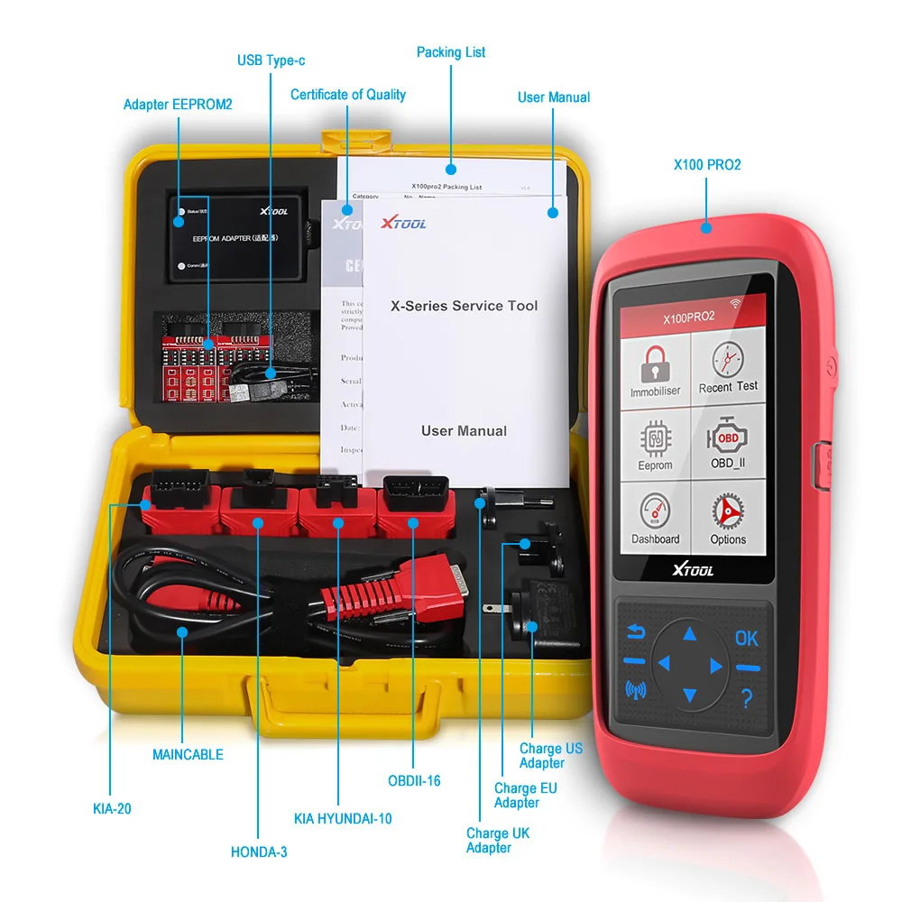 For XTOOL X100 Pro2 and Xtool x100 Pro 3 Auto Key Programmer with EEPROM Programmer Add EPB, ABS, TPS Reset Function