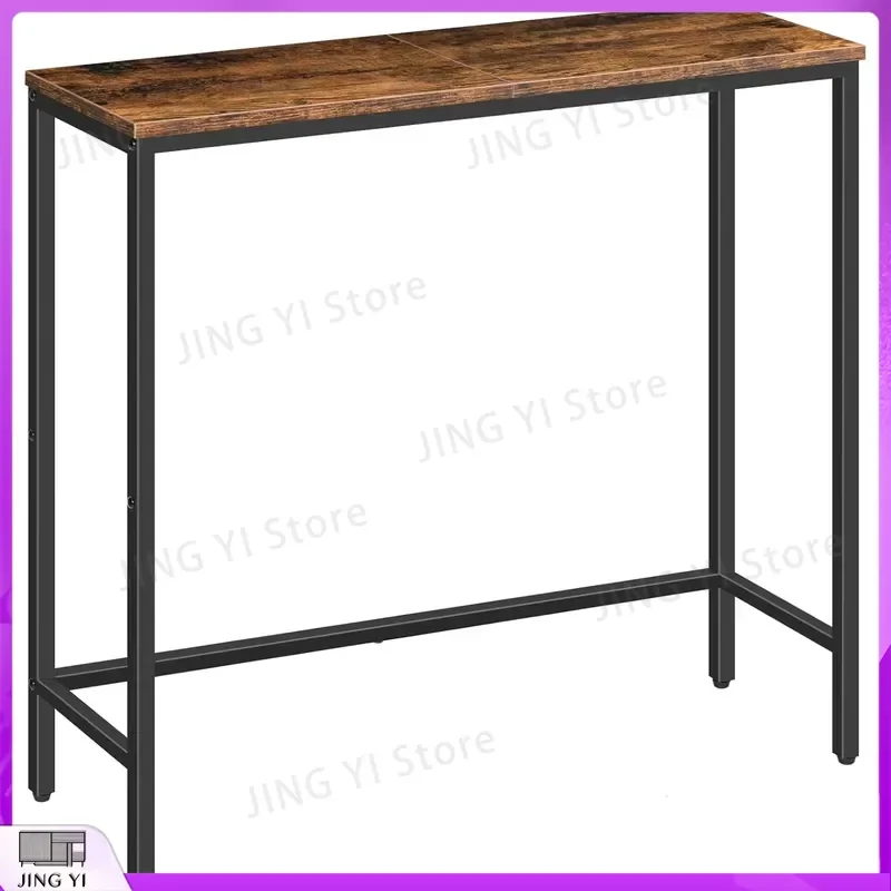 Adjustable Console Sofa Table Modern Wooden Panel Thin Metal Design Living Room Home Sofa Desk for Small Spaces Office Study