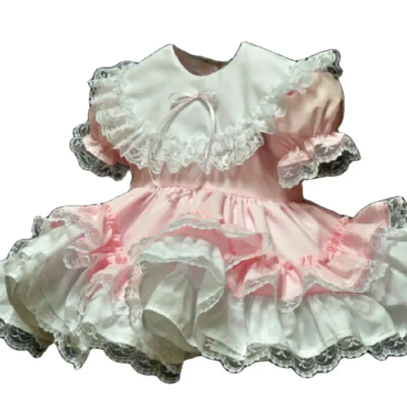 Sissy Baby Maid Mini Dress Cosplay Costume Custom Multi Pink Yellow