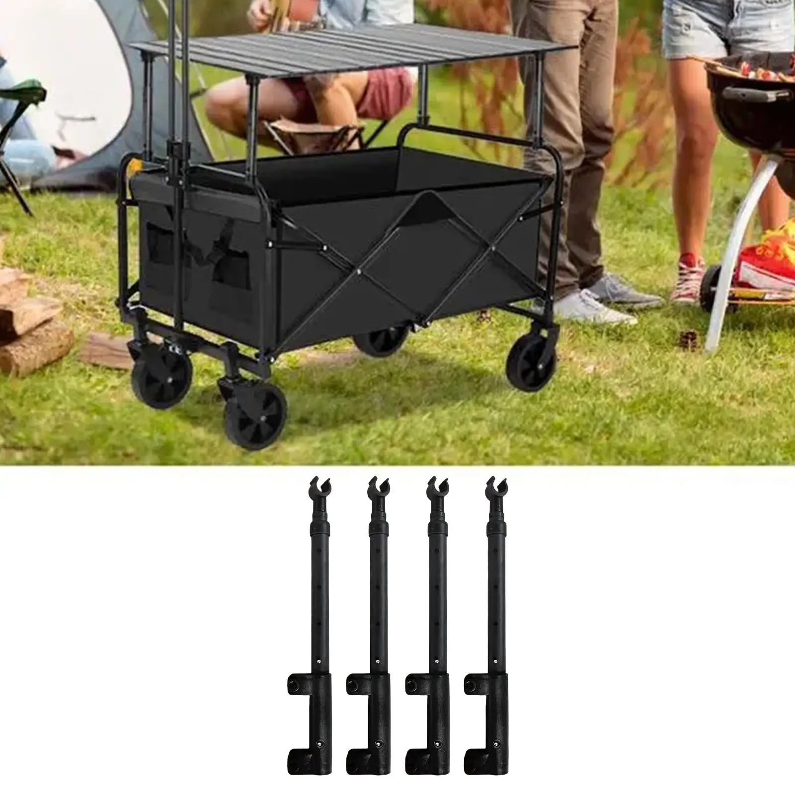 Carbon Steel Camping Table Leg Folding Height Adjustable Telescopic Support Rods Space Saving Detachable for Picnic