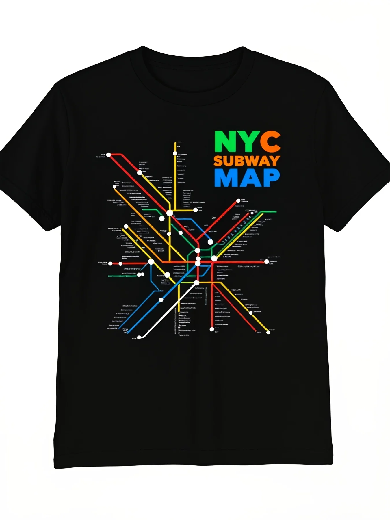 New York City subway map T-shirt, crafted from heavyweight, soft fabric, with a vintage-inspired design suitable for both men and women.