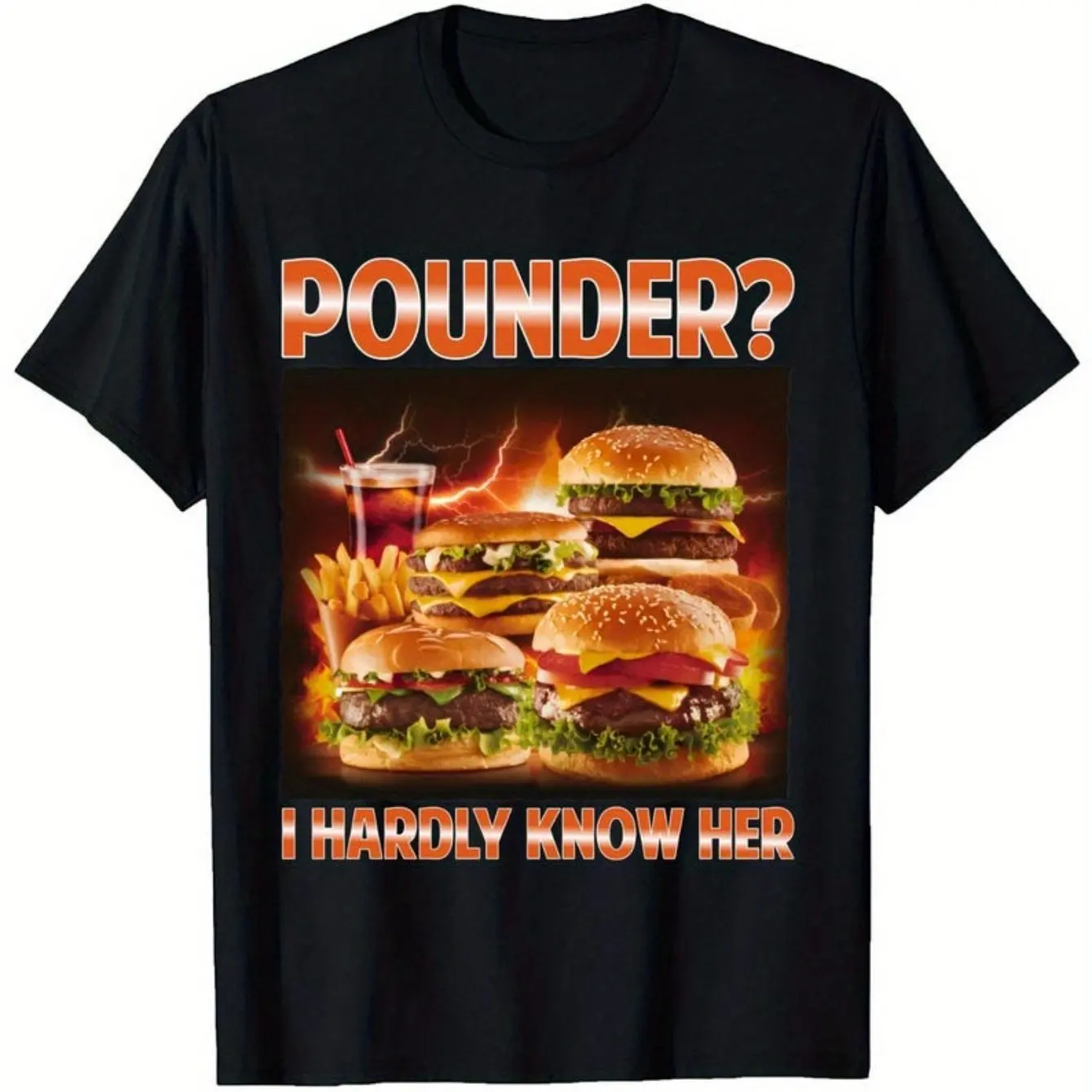 T-shirt humoristique et offensant « Pounder I Hardly Know Her » – Style bootleg dérangedeuse années 90 – Cadeau sarcastique – T-shirt amusant à thème hamburger