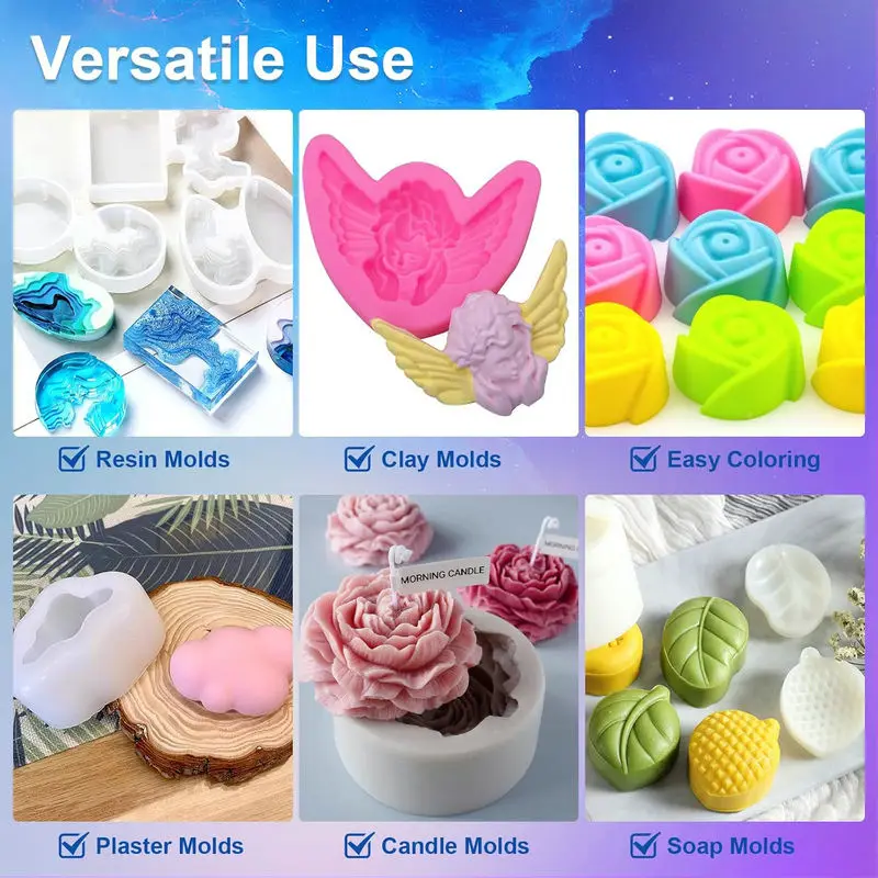 Silicone Mold Making Kit Fast Cure Silicone Rubber Elastic Liquid Silica Gel for Casting Resin molds and Candle & Soap Mold