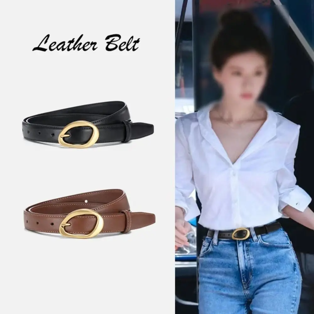 Fashion Pu Leather Belt Luxury Design Irregular Pin Buckle Waistband Metal Buckle Casual Waist Strap Women