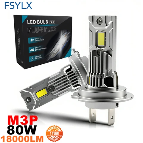 80W 20000LM 6000K M3P H7 Светодиодная лампа для фар Мини беспроводная CSP для автомобильных фар Автодиодные лампы H7 Led 12V Автомобильный турбо
