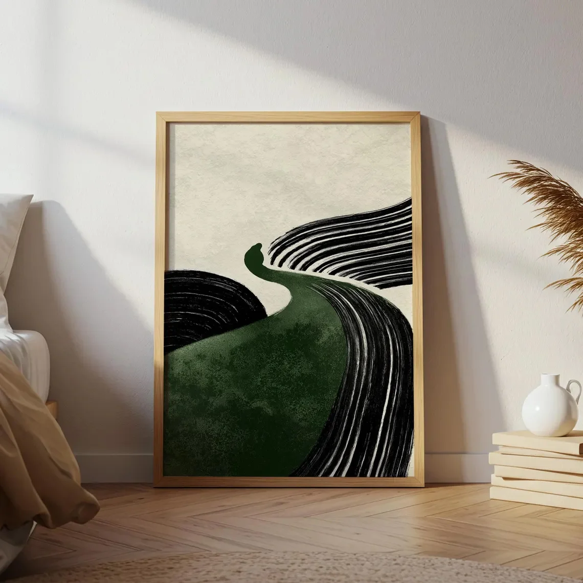 Modern Minimalist Sage Green Abstract Wall Art Canvas Poster, Suitable for Home Decoration in Living Room or Other Rooms.