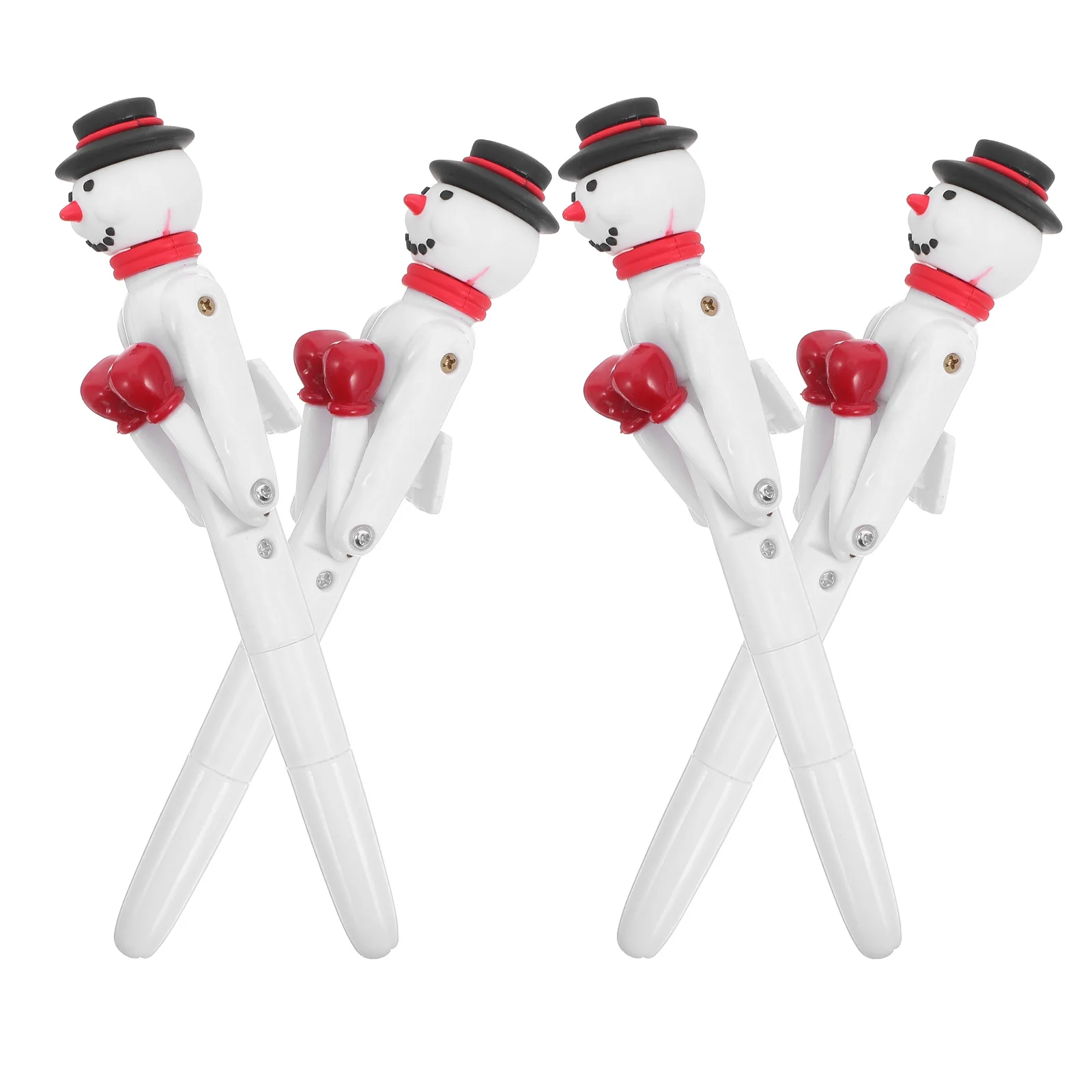 

4 Pcs Stress Reliever Snowman Boxing Pen Pupils Plastic Christmas Party Writing