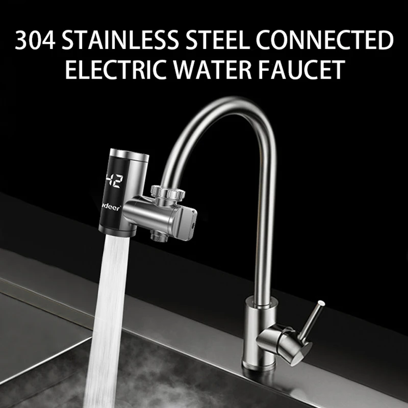 

304 Stainless Steel Quick Installation Mini Electric Heating Faucet Heater 220V 3000W LED Digital Instant hot water tap