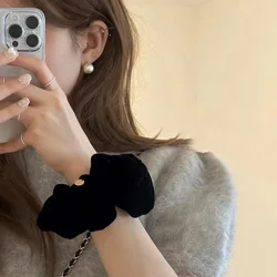 Fashion Velvet Texture Large Intestine Hair Ring Solid Color Red Ponytail Holder Hair Ties Scrunchie for Women Hair Accessories