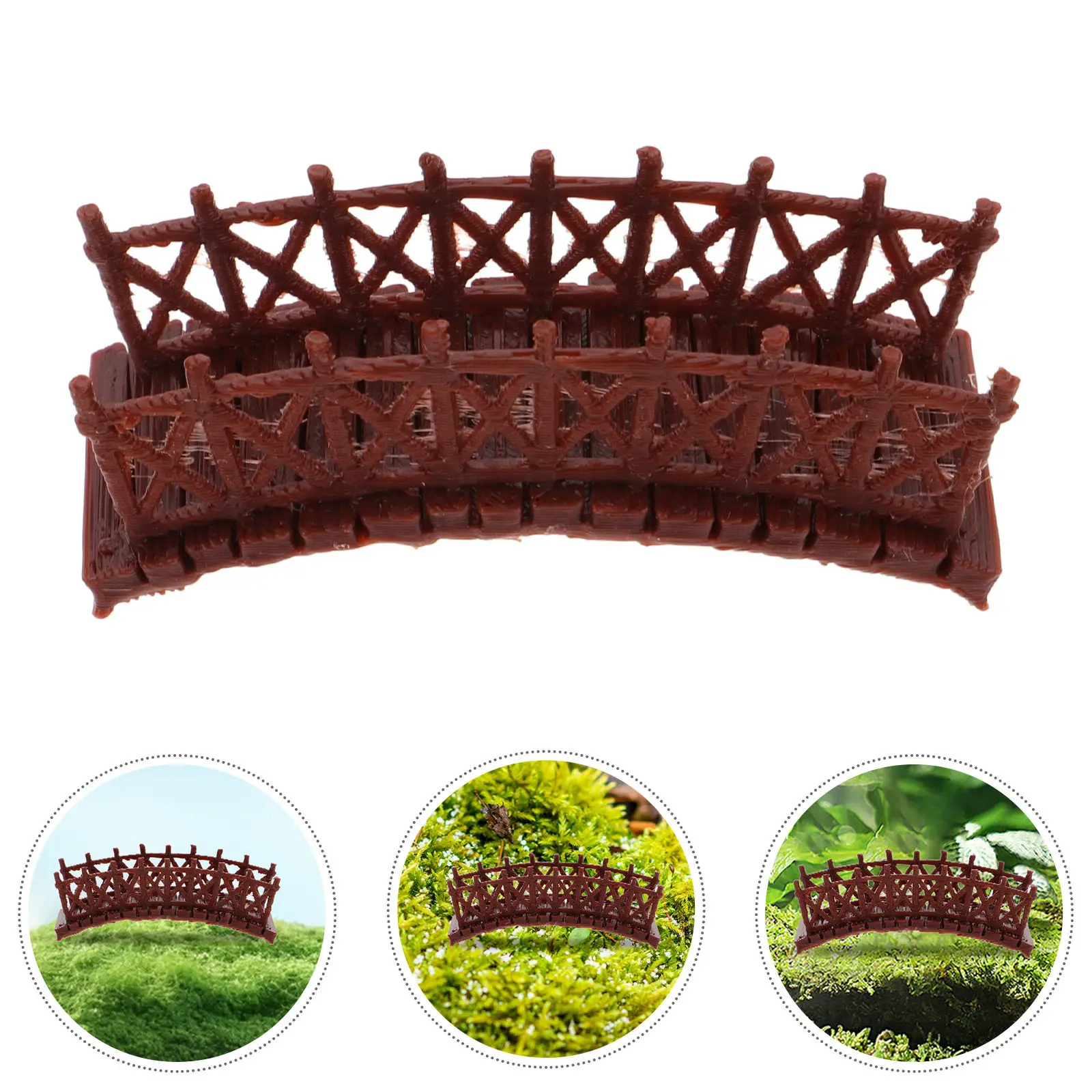 2Pcs Tiny Realistic Arch Bridge Mini Garden Decor Plastic Micro Scene Accessory for Indoor Outdoor Desktop Garden Bonsai