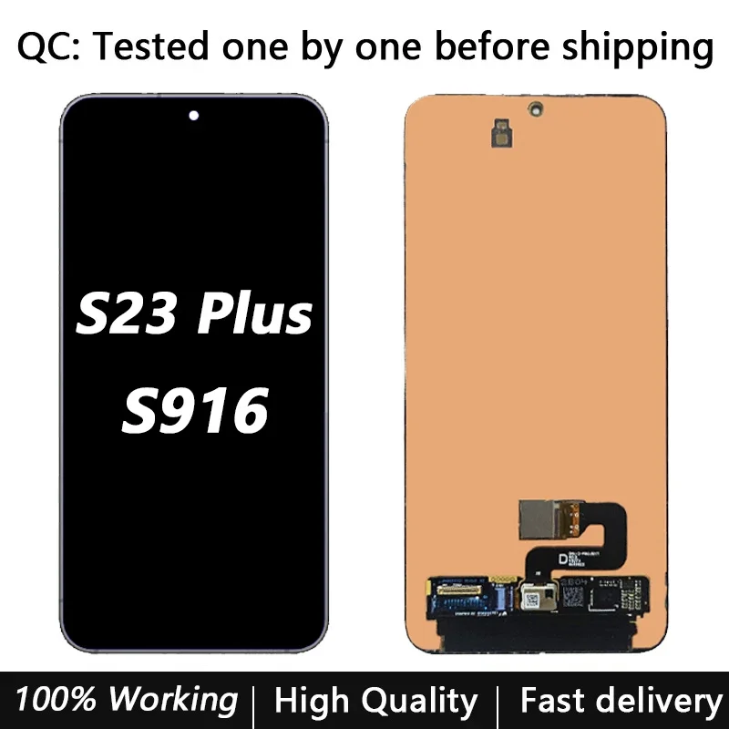 Super OLED S23+ LCD Replacement For Samsung Galaxy S23 Plus S916B S916U Display With Frame Touch Screen Digitizer Assembly