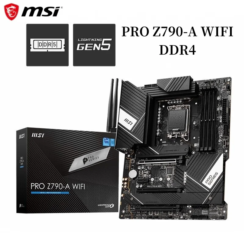 

New PRO Z790-A WIFI DDR4 материнская плата INTEL Z790 M.2 LGA1700 материнская плата 128G поддерживает процессор Core 14-го/ 13-го поколения Windows11