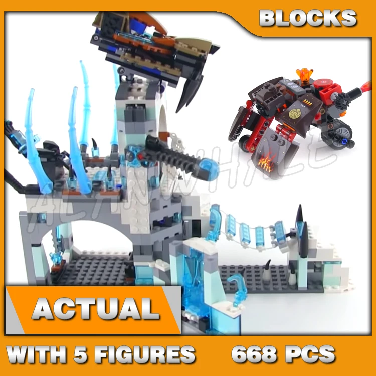 668pcs Chima Sir Fangar's Ice Fortress Saber-tooth Flyer Gorzan’s vehicle 10296 Building Block Sets Compatible With Model