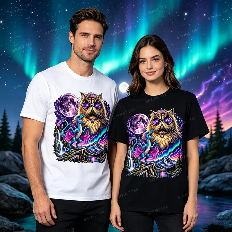 Das ist eine Skandalöse Sache Lustiges Prinzessinnen-Katzen-Dinosaurier-Donut-Meme-T-Shirt Y2k Katzenliebhaber Neuheitsgeschenk Niedliches Kätzchen-Grafik-Bekleidungs-T-Shirt – Detail 3