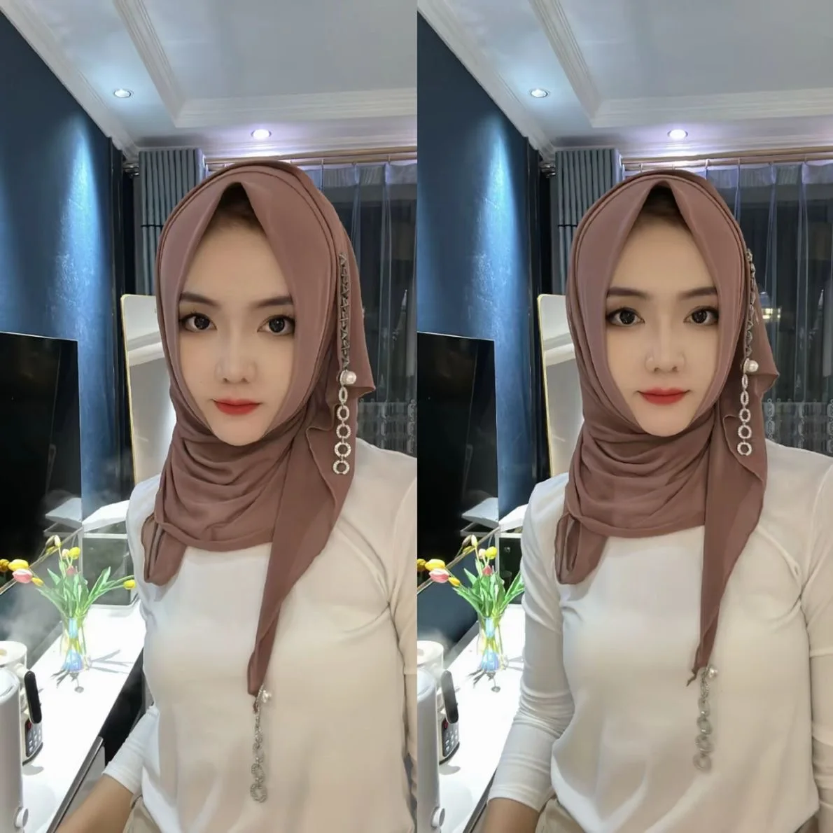 

Wraps Head Moslem Women Rhinestone Diamonds Soft Hijabs