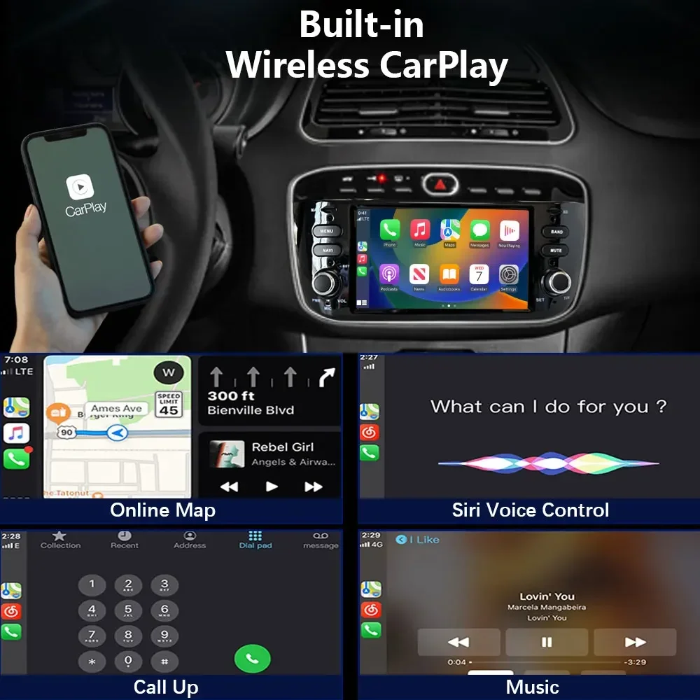 Multimedia Radio For Fiat Linea Grande Punto Evo Urban Cross 2010-2018 Car Android Player Touchscreens DSP RDS GPS WIFI Stereo