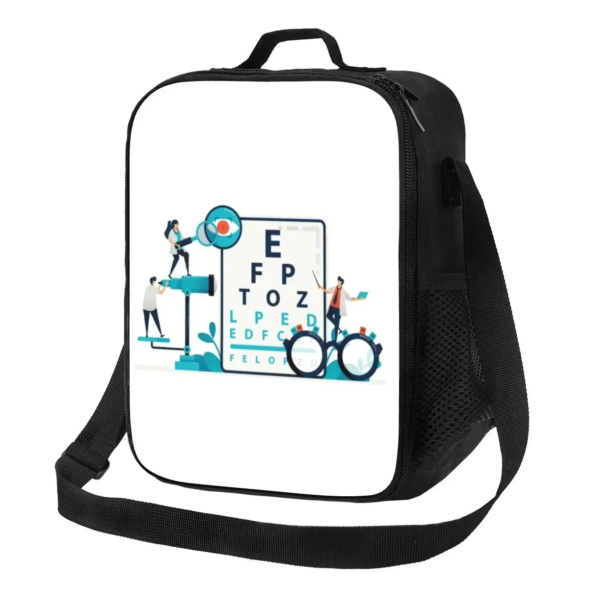 Snellen Chart Eye Exam Insulated Lunch Tote Bag for Optometrist Optician Cooler Thermal Food Lunch Box Outdoor Camping Travel