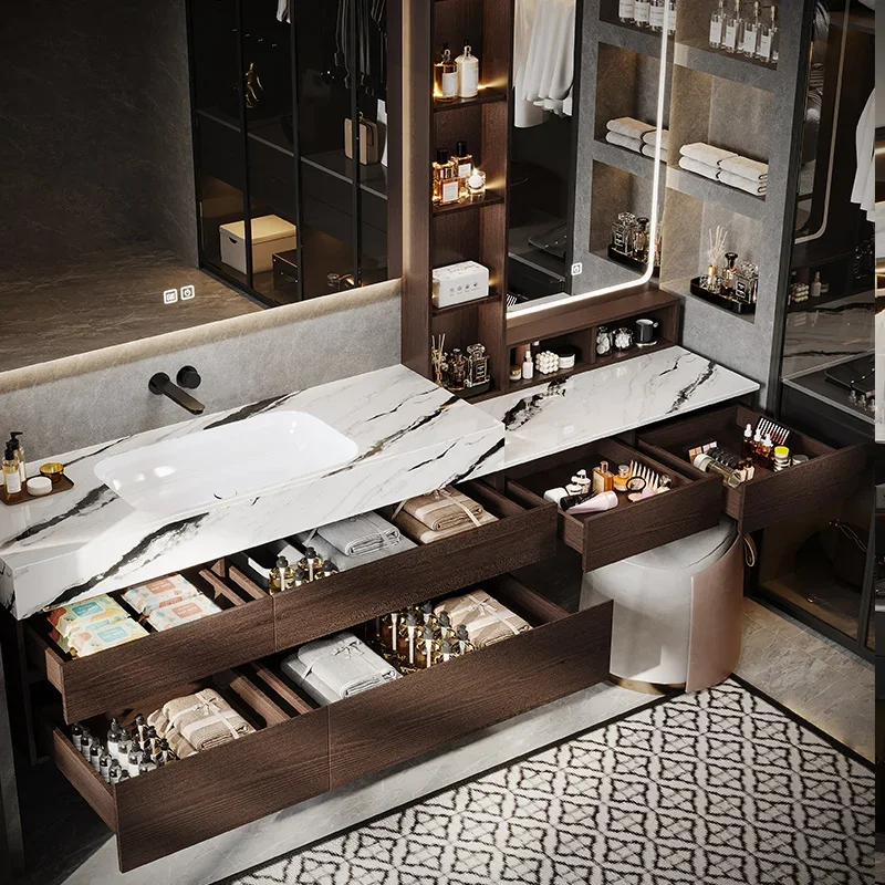 

Storage Light Luxury Wood Bathroom Cabinets Partitions Accessories Closet Cupboard Space Saver Gadgets Modern Gabinete Furniture