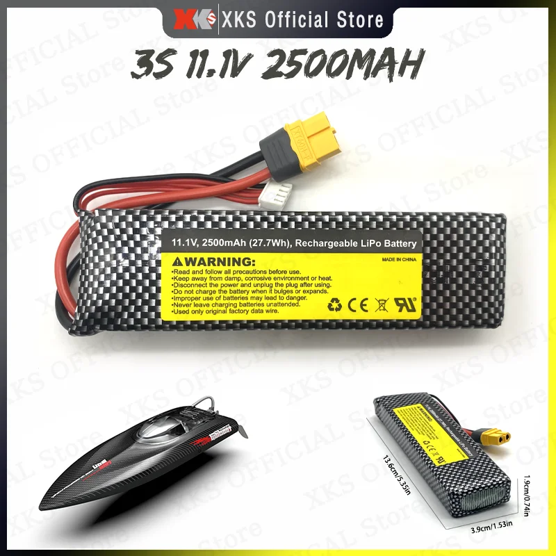 Udirc-batería Lipo para barco a control remoto Udi005, 11,1 V, 2500mAh, enchufe XT60, Original, para Udi005, Udi022, Udi018