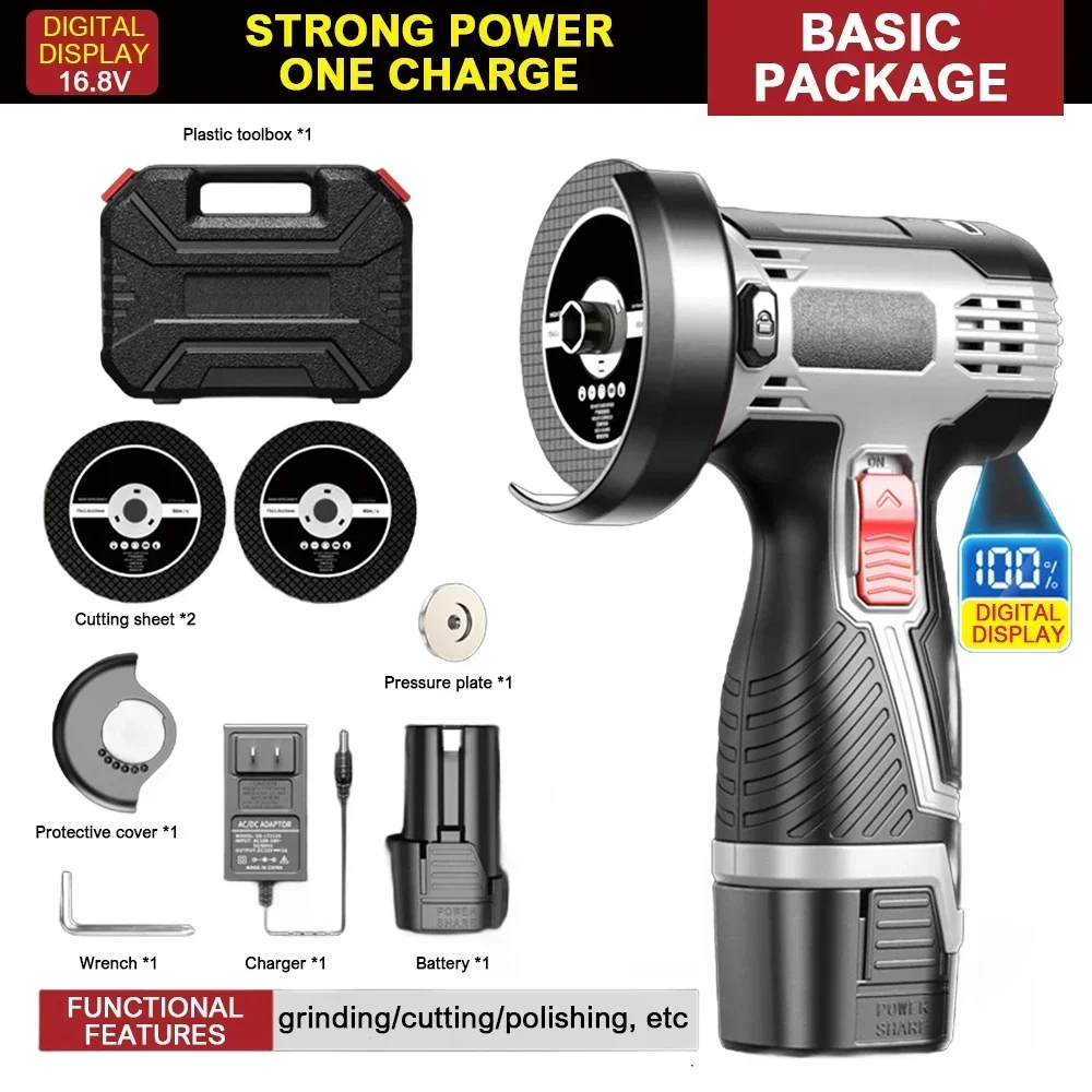 

【Fast Delivery】16.8V Angle Grinder Household Rechargeable Cutting Machine Polishing Machine Electric Hand Grinder Polishing Mach