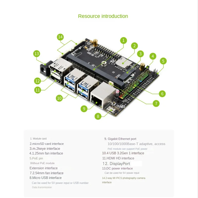 Carte de développement d'intelligence artificielle avec pigments dissipateurs de chaleur, Kit de développement AI, ApprentiCumbria robot, Jetson Characterson, 4 Go