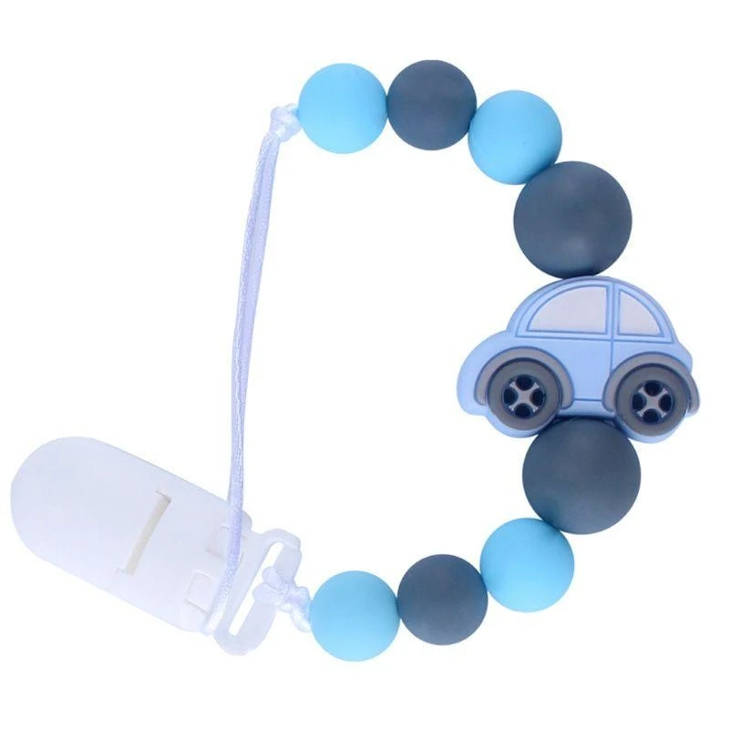 Y4QA Dummy Clips Baby Boys Panda Pacifier Chain Silicone Teething Relief Beads Soother Pacifier Holder Clips B