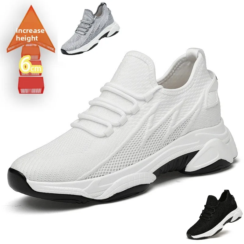 

2026 Sneakers Men Elevator Shoes Height Increase Shoes For Men Casual Insole 8cm 6cm Optional Heels Moccasins Taller Male Sports