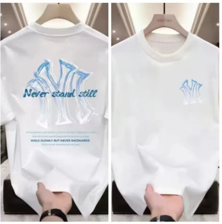 2026 Summer New Design Heavy-duty 7A Grade Anti-Bacterial Mint-Scented Short Sleeve Loose Trendy Cool High-end Men's Clothing