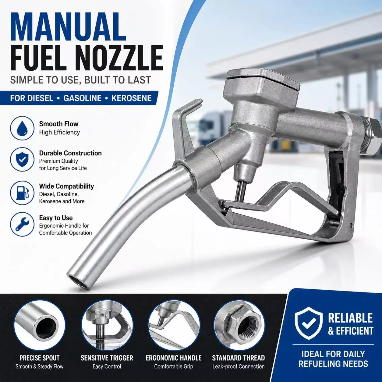 

1inch & 3/4inch Manual Fuel Nozzle for Diesel Petrol Farm Refueling Gun Oil