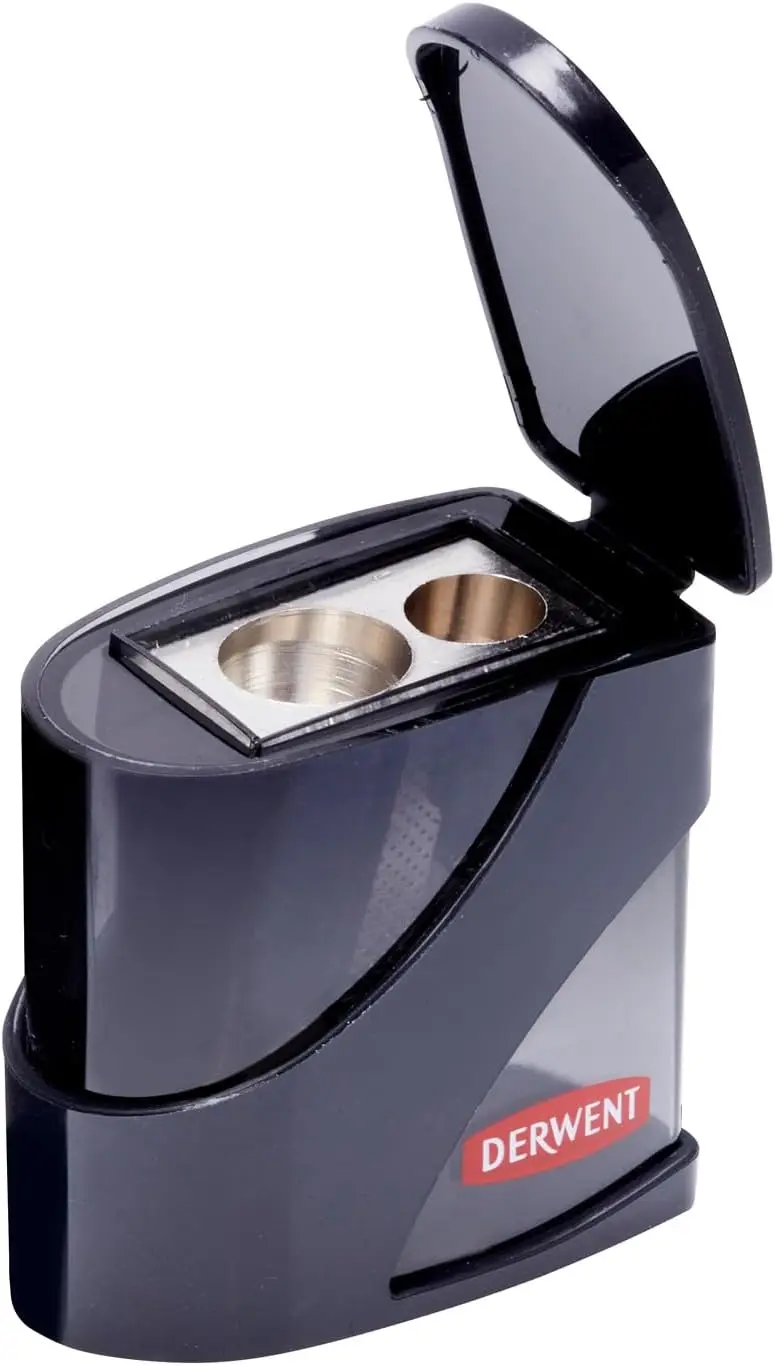 

Dual Hole Pencil Sharpener with Container, 11.5mm & 8.25mm Sizes for Smooth Points