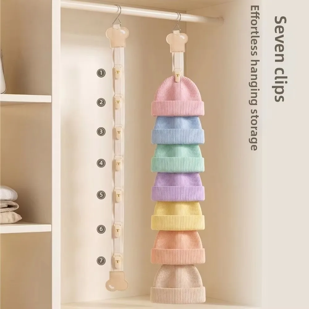7 Clip Hat Storage Clip Vertical Hanging Space Saving Hat Display Rack Anti-Slip Stable Cap Storage Hook Behind Wardrobe Door