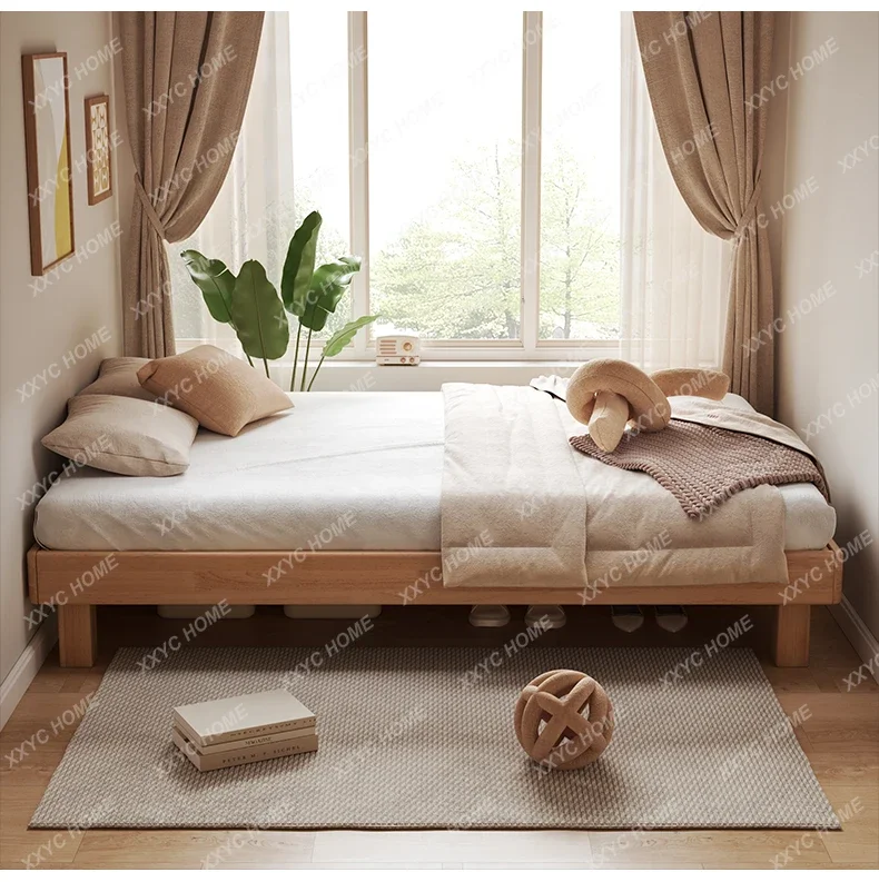 Suspended bed Full solid wood  No bedside row skeleton Children's   Thickened 1.2 Single bed 1.8 meters Double tatami