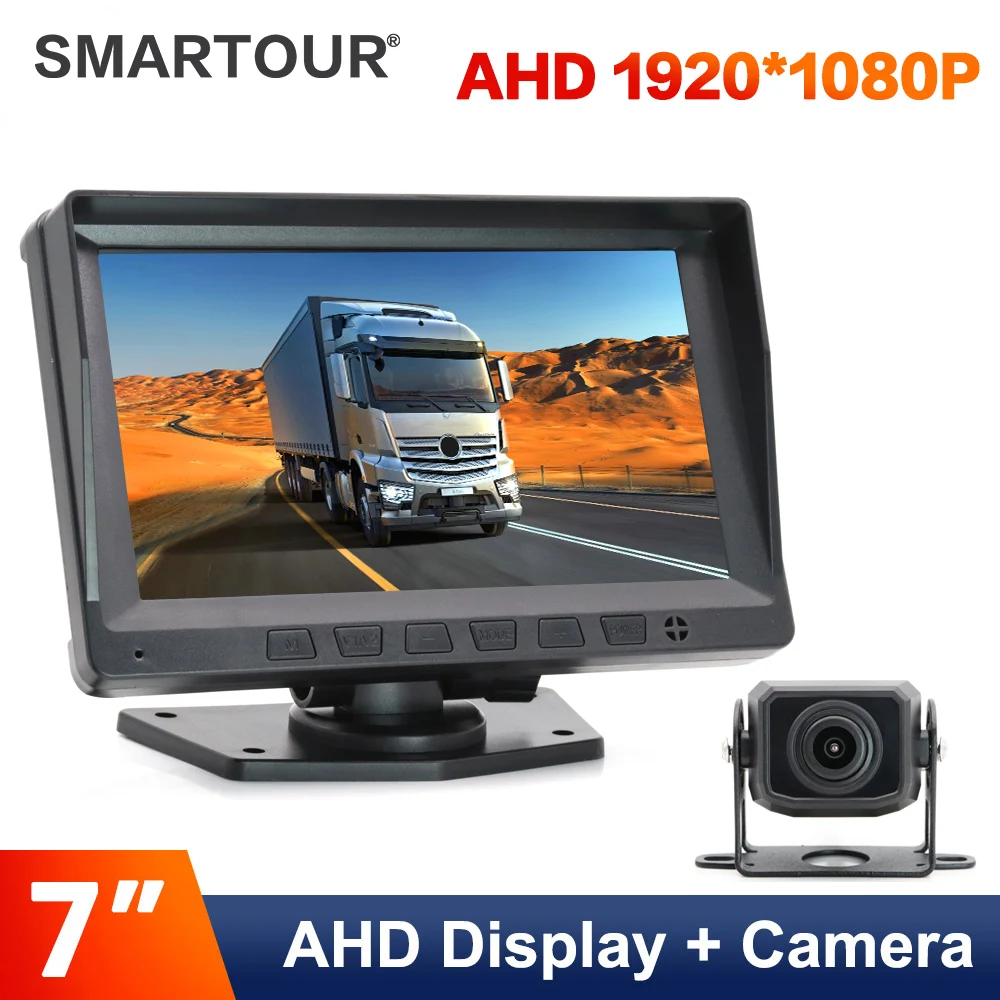 

SMARTOUR 1920*1080 Recording DVR Truck Backup Camera AHD Night Vision with 7" Vehicle Rear View Monitor Support SD Card