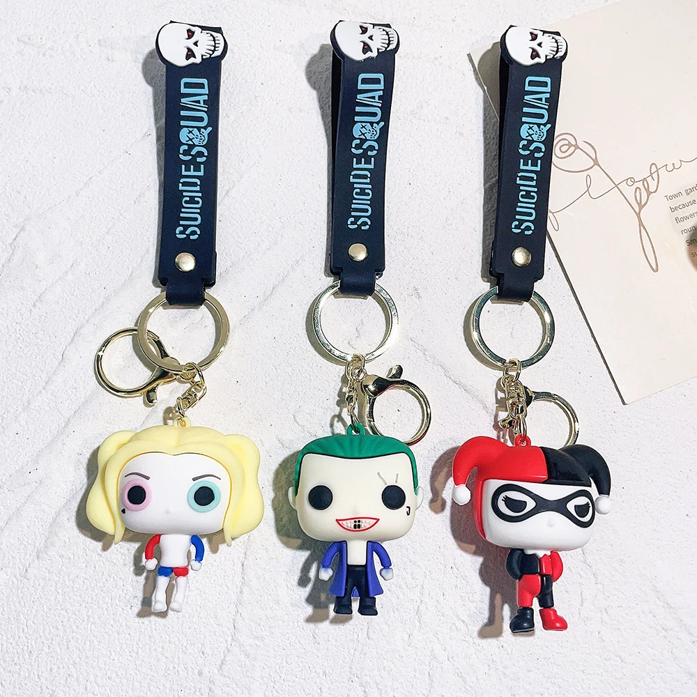 Suicide Squad The Joker & Harley Quinn Keychain Silicone Action Figures Collection Model Toys for Children Christmas Gifts